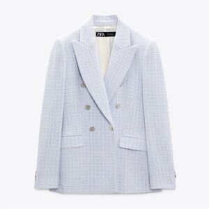 Zara Textured Double Breasted Blazer - Blogger Favorite